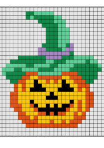 abobora de halloween pixel art