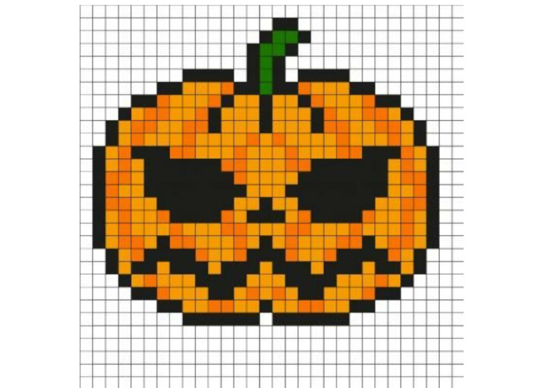 abobora de halloween pixel art
