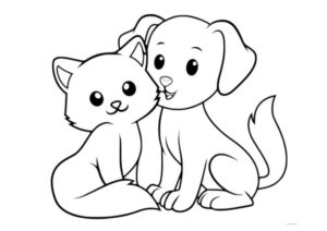 desenho para colorir de gato e cachorro